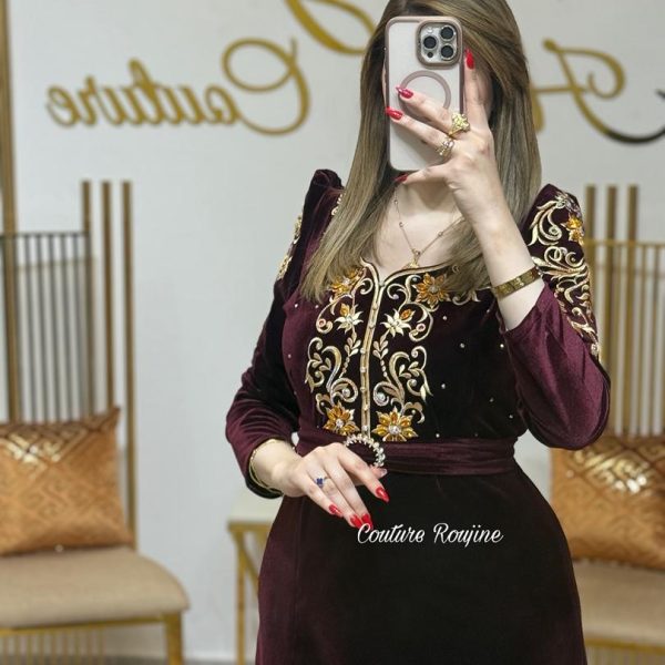 فستان رانيا – عنابي غامق